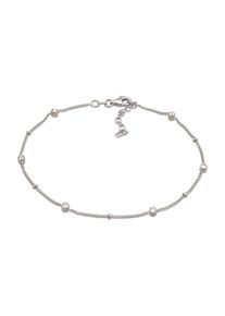 Fu&szlig;kette Elli "Fu&szlig;schmuck Fu&szlig;kettchen Glas Kristalle Wei&szlig; 925 Sterling Silber" Gr. 22, silber, Fu&szlig;ketten, Damen, Silber 925 (Sterlingsilber), Fu&szlig;kette