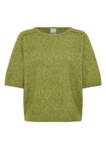 Kurzarmpullover Ichi "Kurzarm-Bluse IHDASILA", Damen, Gr. M, gr&uuml;n (calla gr&uuml;n), Obermaterial: 54% Polyester PES. 23% Polyacryl PAN. 13% Nylon NY. 6% Wolle mw. 4% Elasthan EL., Pullover Kurzarmpullover