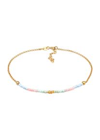 Fu&szlig;kette Elli "Fu&szlig;schmuck Beads Kugeln Pastell 925 Silber" Gr. 22, gold, Fu&szlig;ketten, Damen, Silber 925 (Sterlingsilber), Fu&szlig;kette