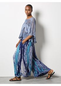 Palazzohose Apricot "Palazzo-Hose mit Tie-Dye-Effekt", Damen, Gr. M (38), N-Gr, blau (navy), Obermaterial: 100% Viskose CV., Hosen Palazzohose