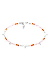 Fu&szlig;kette Elli "Fu&szlig;schmuck Pl&auml;ttchen Glas Beads Bunt 925 Silber" Gr. 22, silber, Fu&szlig;ketten, Damen, Silber 925 (Sterlingsilber), Fu&szlig;kette