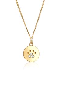 Silberkette Elli "Halskette Pfote Hund Katze 925 Silber, mit Kristallen von Swarovski" Gr. 45, gold, Halsketten, Damen, Silber 925 (Sterlingsilber), Silberkette
