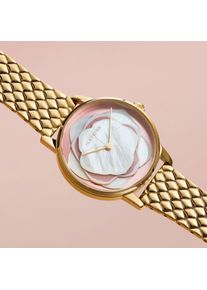 Holzkern; Orologio di legno Rosetta (madreperla/quarzo rosa), Donna, Legno naturale