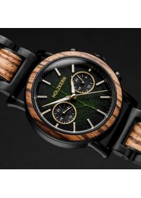 Holzkern; Wood Watch Askja (Leaf/Zebrawood), Men, Natural wood