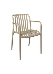 Ambia Garden Stapelsessel, Beige, Kunststoff, Rundrohr, 55x81x57 cm, stapelbar, inklusive Armlehnen, Gartenm&ouml;bel, Balkonm&ouml;bel, Balkonst&uuml;hle