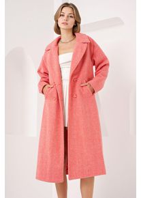 Oversized Dubbelgeknoopt Herringbone Lange Overjas