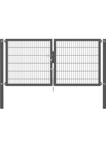 Zaundoppelt&uuml;r Alberts "Flexo Plus", grau (anthrazit), B:250cm H:120cm, Stahl, Tore, Zaundoppelt&uuml;r, verschiedene Abmessungen