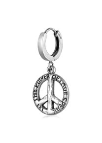 Paar Creolen HAZE & GLORY "Ohrringe Creolen Peace Frieden Used 925 Sterling Silber" Gr. 30, schwarz, Ohrringe, Damen, 30, ohne Stein, Silber 925 (Sterlingsilber), Paar Creolen