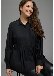 Longbluse LAURA SCOTT CURVE "Gro&szlig;e Gr&ouml;&szlig;en", Damen, Gr. 58, schwarz, Web, Obermaterial: 100% Viskose, unifarben, figurumspielend Po-bedeckend, 1-Knopf-Manschette, Blusen Longbluse, femininer Stil, aus Viskose, unifarbene Optik, mit Kn&ouml;pfen