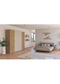 Schlafzimmer-Set Rauch "Monza", braun (eiche artisan, champagner), Bett 160x200cm + ohne Matratze, B/H: 160cm x 200cm, Bett 160x200cm, Holzwerkstoff, Schlafzimmerm&ouml;bel-Sets, Schlafzimmer-Set, mit Dreht&uuml;renschrank Breite 226 cm, Bettanlage in 2 Breiten