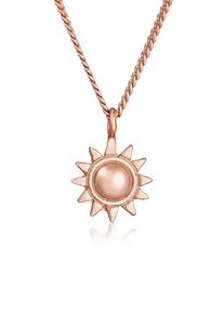 Kette mit Anh&auml;nger Elli "Halskette Sonne Strahlend 925 Silber" Gr. 42, rosa (rosegold), Halsketten, Damen, ohne Stein, Silber 925 (Sterlingsilber), Kette mit Anh&auml;nger