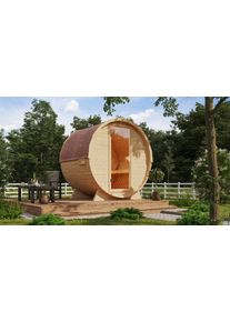 Fasssauna Konifera "Lathy L", naturbelassen, Saunaofen, integrierte Steuerung, 9 kW, Saunen, Fasssauna, Saunaofen mit eingebauter Steuerung 9 kW