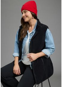 Longweste LAURA SCOTT CURVE "Gro&szlig;e Gr&ouml;&szlig;en", Damen, Gr. 56/58, schwarz, Fleece, Obermaterial: 100% Polyester, figurumspielend Po-bedeckend, Westen Longweste, mit Stehkragen, figurumspielende Passform, auch in gro&szlig;en Gr&ouml;&szlig;en