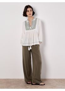 Klassische Bluse Apricot "Tassel Top", Damen, Gr. XL (42), gr&uuml;n, Obermaterial: 100% Viskose CV., bestickt, Blusen Klassische Bluse, mit Stickerei