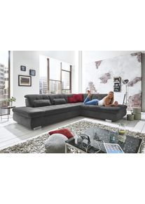 Ecksofa DIE PLANBAR "MP-IN17004 L-Form, Breite 323 cm, mit Federkern-Polsterung", grau (anthrazit), B:323cm H:84cm T:260cm, 100% Polyester, Sofas, Ecksofa, inkl. Sitztiefenverstellung, wahlweise weitere Funktionen