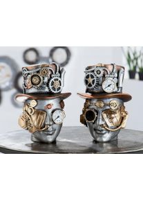 Fantasy-Figur CASABLANCA BY GILDE "Skulptur Steampunk Male", silber (silberfarben), B:16cm H:20cm T:18cm, Kunstharz, Dekofiguren, Fantasy-Figur