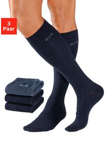 H.I.S. Kniestr&uuml;mpfe H.I.S "Basic Herren Str&uuml;mpfe Komfortsocken, Alltagssocken", Herren, Gr. 43-46, blau (2x marine, 2x jeans), Baumwolle, Baumwollmischung, Elasthan (LYCRA), Polyamid, melange, elastisch, Socken Kniestr&uuml;mpfe, mit druckfreiem B&uuml;ndchen