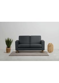 2-Sitzer OTTO HOME "Tvinno", grau (anthrazit), B:155cm H:87cm T:86cm, 100% polyester, Sofas, 2-Sitzer, im skandinavischen Stil, mit Massivholzf&uuml;&szlig;en, Breite 155 cm