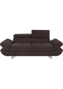 Polstergarnitur COTTA "Enterprise", braun (mud), B:214cm, Sitzm&ouml;bel-Sets, Polstergarnitur, Set bestehend aus: 2-Sitzer mit Kopfteilverstellung & Hocker