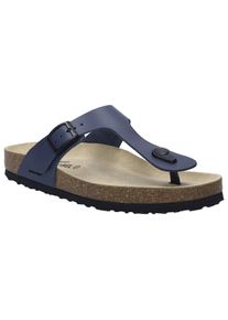 Zehentrenner Josef Seibel "Hermine 02", Damen, Gr. 45, blau (ocean blau), Leder, Schuhe Zehentrenner, Plateau, Sommerschuh, Schlappen mit komfortablem Fu&szlig;bett