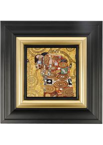 Wandbild Goebel "Gustav Klimt - Die Erf&uuml;llung", gold (farbe bild(er): bunt), B:18,5cm H:18,5cm T:3cm, Porzellan, Bilder, Wandbild, Mit aufw&auml;ndiger Echtgoldauflage