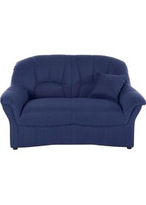 2-Sitzer DOMO collection "Bahia zeitlos & elegantes Sofa, bequem", blau (dunkelblau), B:153cm H:91cm T:92cm, Luxus-Microfaser (100% Polyester), mit Muster;Struktur (100% Polyester), Sofas, 2-Sitzer, inklusive Federkern
