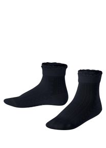 Socken Falke "Romantic Net", M&auml;dchen, Gr. 31-34, blau (schwarz navy (6370)), Obermaterial: 83% Baumwolle CO. 17% Polyamid PA., Socken Socken