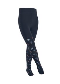 Feinstrumpfhose Falke "Little Flowers", M&auml;dchen, Gr. 98-104, blau (space blau (6116)), Obermaterial: 82% Baumwolle CO. 15% Polyamid PA. 3% Elasthan EL., Strumpfhosen Feinstrumpfhose