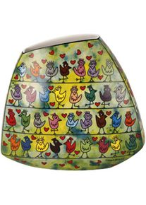 Dekovase Goebel "James Rizzi - Birds on a Love Wire", bunt, B:16cm H:14cm T:8cm, Porzellan, Vasen, Dekovase, 14 cm