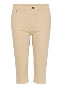 Caprijeans Kaffe "Denim Caprihose KAzelina", Damen, Gr. 38, N-Gr, beige (feather gray), Obermaterial: 79% Baumwolle CO. 19% Polyester PES. 2% Elasthan EL., Jeans Caprijeans