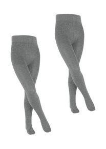 Feinstrumpfhose Falke "Family 2-Pack", M&auml;dchen, Gr. 98-104, grau (light graumeliert (3390)), Obermaterial: 94% Baumwolle CO. 4% Polyamid PA. 2% Elasthan EL., Strumpfhosen Feinstrumpfhose