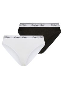 Brasilslip "2PK BIKINI", M&auml;dchen, Gr. 164/170, 2 Stk., schwarz-wei&szlig; (schwarz, wei&szlig;), Jersey, Obermaterial: 95% Baumwolle, 5% Elasthan, Calvin Klein Underwear, k&ouml;rpernah, Unterhosen Brasilslip, mit Logobund