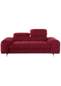2-Sitzer COTTA "Chef", rot, B:196cm H:72cm T:105cm, Softlux-Kunstleder;NaturLeder (echtes Rindsleder);Luxus-Microfaser (100% Polyester), Sofas, 2-Sitzer, Big-Sofa mit Kopfteilverstellung, edle Metallkufen