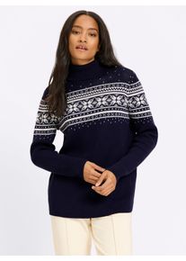 Heine Damen Jacquard-Pullover mit Norweger-Muster in marine-ecru-gemustert ,Gr&ouml;&szlig;e 34, Witt, 100% Baumwolle