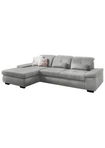 Ecksofa DIE PLANBAR "MP-IN16012 L-Form, mit Federkern-Polsterung", silber, B:309cm H:85cm T:195cm, 85% Polyester;15% Nylon, Sofas, Ecksofa, inkl. Sitztiefenverstellung, wahlweise mit weiteren Funktionen