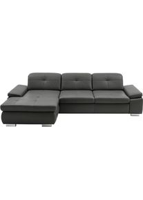Ecksofa DIE PLANBAR "PN-IN16012 L-Form, Breite 309 cm", grau (torro anthrazit), B:309cm H:85cm T:195cm, Sofas, Ecksofa, inkl. Sitztiefenverstellung, optional mit Kopfteilverstellung