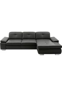Ecksofa DIE PLANBAR "PN-IN16012 L-Form, Breite 309 cm", schwarz (torro schwarz), B:309cm H:85cm T:195cm, Sofas, Ecksofa, inkl. Sitztiefenverstellung, optional mit Kopfteilverstellung