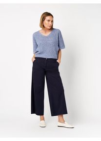 Culotte Toni, Damen, Gr. 46, N-Gr, dunkelblau, Web, Obermaterial: 97% Baumwolle, 3% Elasthan, slim fit wadenlang, Hosen Culotte, mit extra weitem Beinverlauf und B&uuml;gelfalte, Stretch