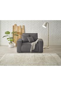 Loveseat OTTO HOME "FINNLEY Struktur fein, XXL-Sessel, Lesesessel, inkl. Zierkissen", grau (anthrazit), B:120cm H:85cm T:86cm, Bezugstoff 100% PES ;Atmungsaktives Gewebe ;Easy Clean ;Gramatur 340g/qm +/- 5%, Sessel, Loveseat, verf&uuml;gbar in den Stoffqualit&auml;ten Boucl&eacute;, Struktur fein und Mega Cord