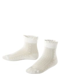 Socken Falke "Romantic Net", M&auml;dchen, Gr. 31-34, wei&szlig; (off, wei&szlig; (2040)), Obermaterial: 83% Baumwolle CO. 17% Polyamid PA., Socken Socken
