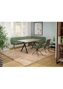 Eckbankgruppe OTTO HOME "Bruna Essecke, Sitzgruppe, Eckbankgruppe, K&uuml;chenbankgruppe", gr&uuml;n, dunkelpetrol, schwarz, B:241cm H:87cm T:177cm, Holzwerkstoff, Massivholz, Metall, Polyester, Sitzm&ouml;bel-Sets, Eckbankgruppe, Stuhl: 360 drehbar (R&uuml;ckst.), 2-Stoff-Design. Wellenfederung Eckbank