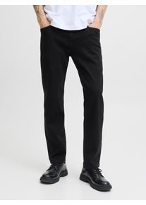 Jack & Jones Straight-Jeans JACK & JONES "JJICLARK JJORIGINAL SQ 2", Herren, Gr. 34, L&auml;nge 34, blau (schwarz denim), Denim/Jeans, Obermaterial: 76% Baumwolle, 22% Polyester, 2% Elasthan, Abriebeffekte, straight fit lang, Jeans Straight-Jeans, Baumwollmischung, straight fit