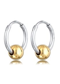 Paar Creolen Kuzzoi "Ohrringe Creolen Kugel 925 Sterling Silber Bicolor" Gr. 15, bunt (zweifarbig), Ohrringe, Damen, 15, ohne Stein, Silber 925 (Sterlingsilber), Paar Creolen