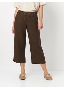 Culotte Toni "Pia", Damen, Gr. 48, N-Gr, braun (wood), Web, Obermaterial: 100% Leinen, weit 3/4-L&auml;nge, Hosen Culotte, Sommerhose aus sommerlicher Leinenqualit&auml;t