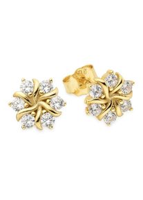 Paar Ohrstecker Firetti "Schmuck Geschenk Ohrstecker Bl&uuml;ten-Optik", gold (gelbgoldfarben, kristallwei&szlig;, kristallwei&szlig;), Ohrringe, Damen, 8,2mm, Silber 925 (Sterlingsilber), Paar Ohrstecker, mit Zirkonia (synth.)