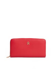 Geldb&ouml;rse Tommy Hilfiger "TH ICON LRG ZA", Damen, rot, Lederimitat, Kleinlederwaren Geldb&ouml;rse, Damen Geldbeutel, Portemonnaie mit edlem TH-Logoelement