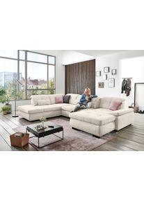 Ecksofa DIE PLANBAR "MP-IN16012 U-Form, mit Federkern-Polsterung", beige (natur), B:371cm H:85cm T:195cm, 85% Polyester;15% Nylon, Sofas, Ecksofa, inkl. Sitztiefenverstellung wahlweise mit weiteren Funktionen