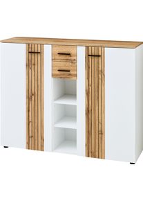 Schuhschrank Innostyle "Schuhschrank Sparks, 135x106x38cm (B/H/T)", wei&szlig;, B:135cm H:106cm T:38cm, Holzwerkstoff, MDF, Schr&auml;nke, Schuhschrank, 2 t&uuml;rig, 2 Schubkasten, 3 offene F&auml;cher, Softclose