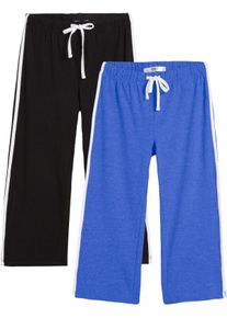 Sporthose bonprix, Damen, Gr. 32/34 (XS), N-Gr, edelsteinblau, schwarz, Jersey, Obermaterial: 95% Baumwolle, 5% Elasthan, skinny fit 3/4-L&auml;nge, Hosen Sporthose, Capri-Sporthose, skinny fit mit geradem Bein