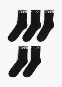 Halvl&aring;nga termostrumpor med ekologisk bomull (5-pack) - svart - storlek 35-38 - bonprix